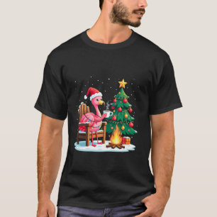Funny Christmas Flamingo Santa Lights Winter Men W T-Shirt