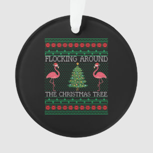 Funny Christmas Flamingo Ugly Christmas Sweater Ornament
