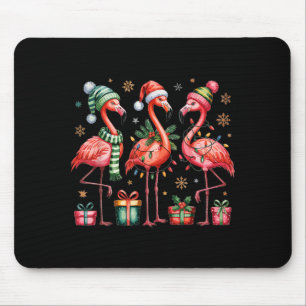Funny Christmas Flamingos Mouse Pad