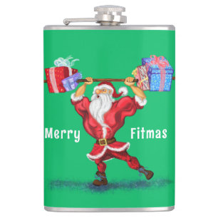Funny Christmas Flask Santa with Gift