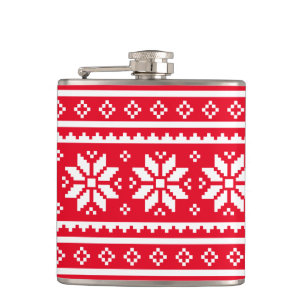 Funny Christmas flask with nordic sweater pattern