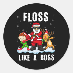 Funny Christmas Floss Like A Boss Santa Floss Sant Classic Round Sticker