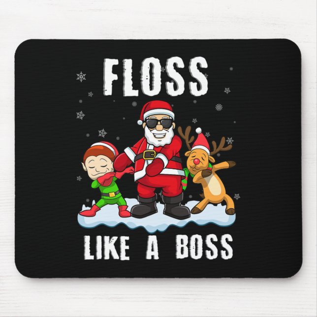 Funny Christmas Floss Like A Boss Santa Floss Sant Mouse Pad (Front)