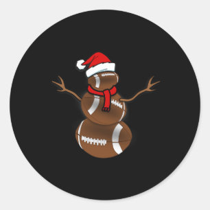 Funny Christmas Football Ball Santa Snowman  Classic Round Sticker