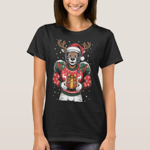 Funny Christmas Football Reindeer  T-Shirt
