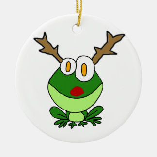Funny Christmas Frog as Reindeer Ceramic Tree Decoration