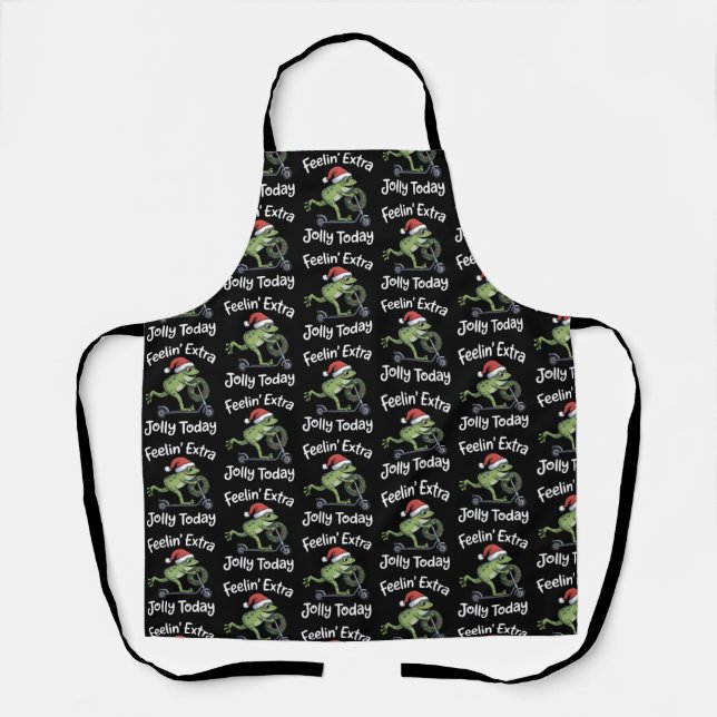 Funny Christmas Frog Feeling Extra Jolly Today  Apron (Front)