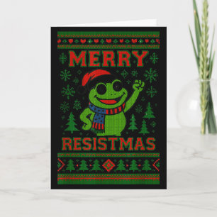 Funny Christmas Frog Meme Resistmas Holiday Humor  Card