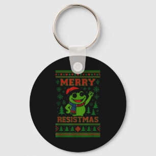Funny Christmas Frog Meme Resistmas Holiday Humor Key Ring