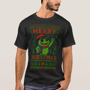 Funny Christmas Frog Meme Resistmas Holiday Humor  T-Shirt