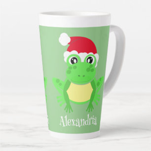 Funny Christmas Frog Santa Hat Green Novelty Latte Mug