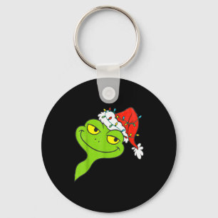 Funny Christmas Frog Wearing Santa Hat And Lights  Key Ring