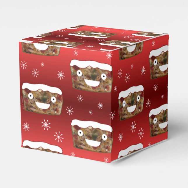 Funny Christmas Fruitcake Pattern Red Favour Box (Front Side)