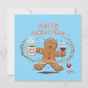 Funny Christmas Fuelled By Cookies & Chaos Ginge Invitation