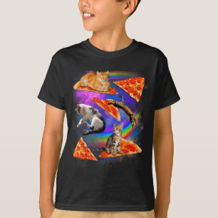 Funny Christmas Galaxy Cat In Space Cat Riding Zza T-Shirt