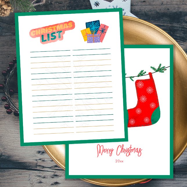 Funny Christmas Game Secret Santa Christmas List (Front and Back)