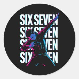 Funny Christmas Gamer Dabbing Xmas Dab Six Seven 6 Classic Round Sticker