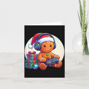 Funny Christmas Gamer Gingerbread Xmas Gaming Men Card