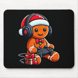 Funny Christmas Gamer Gingerbread Xmas Gaming Men  Mouse Pad