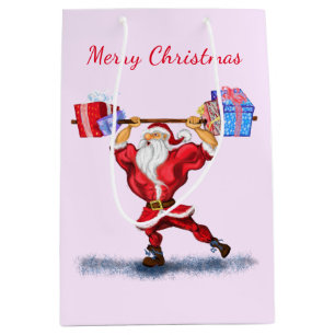 Funny Christmas Gift Bag Bodybuilder Santa
