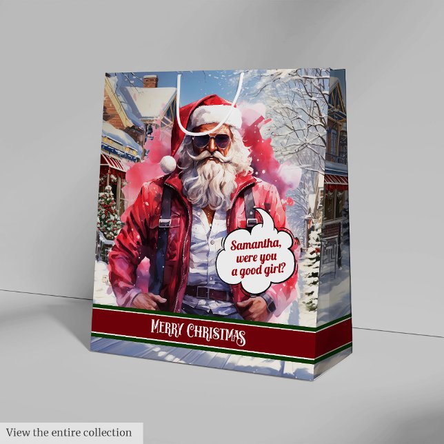 Funny Christmas Gift Bag Handsome Santa Keepsake (Funny Christmas Gift Bag Handsome Santa Keepsake)