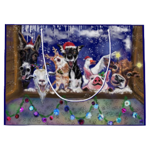 Funny Christmas Gift Bag Happy Farm Animal Party
