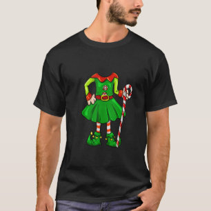 Funny Christmas Gift Cute Candy Cane Elf Girl Cost T-Shirt