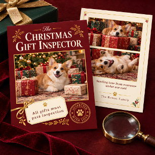 Funny Christmas Gift Inspector Pet Photo Holiday Card
