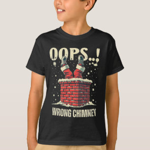Funny Christmas gift, Santa Claus Stuck in Chimney T-Shirt