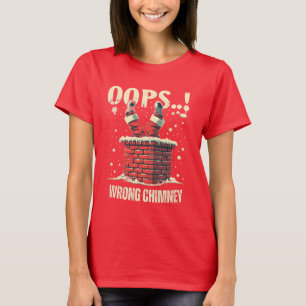 Funny Christmas gift, Santa Claus Stuck in Chimney T-Shirt