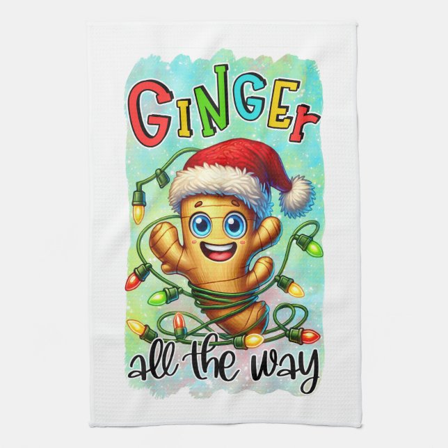 Funny Christmas ginger word art  Tea Towel (Vertical)