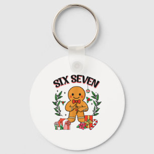 Funny Christmas Gingerbread 67 Six Seven Meme Hand Key Ring