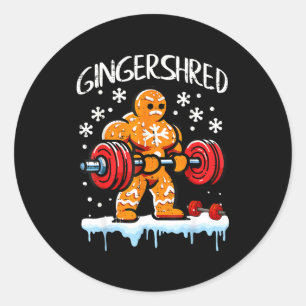 Funny Christmas Gingerbread Gingershred Gym Bodybu Classic Round Sticker