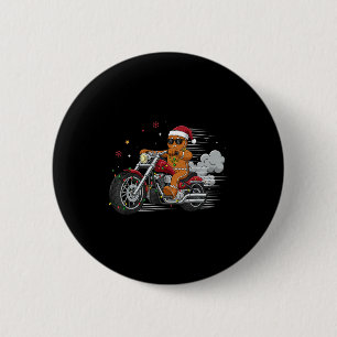 Funny Christmas Gingerbread Man Biker Riding A Mot 6 Cm Round Badge
