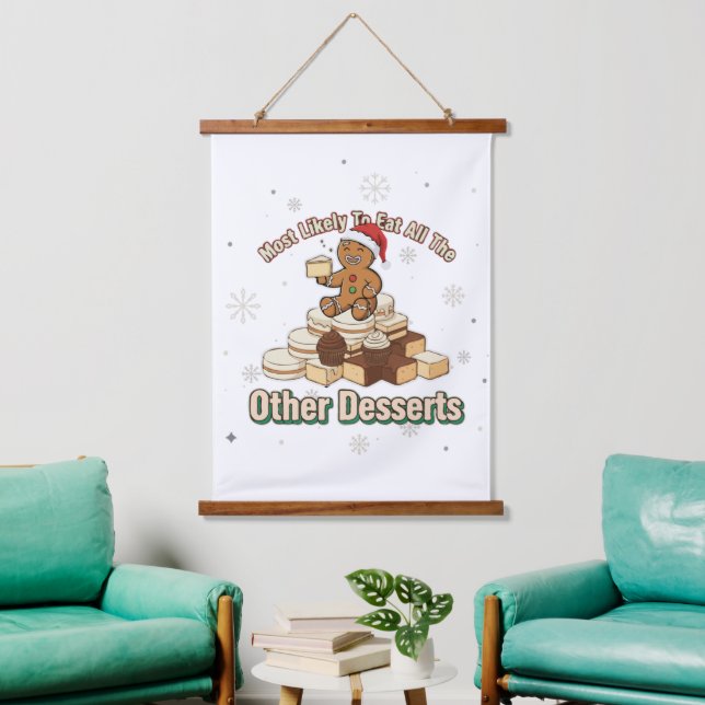 Funny Christmas Gingerbread Man - Most Likely  Hanging Tapestry (Living Room)