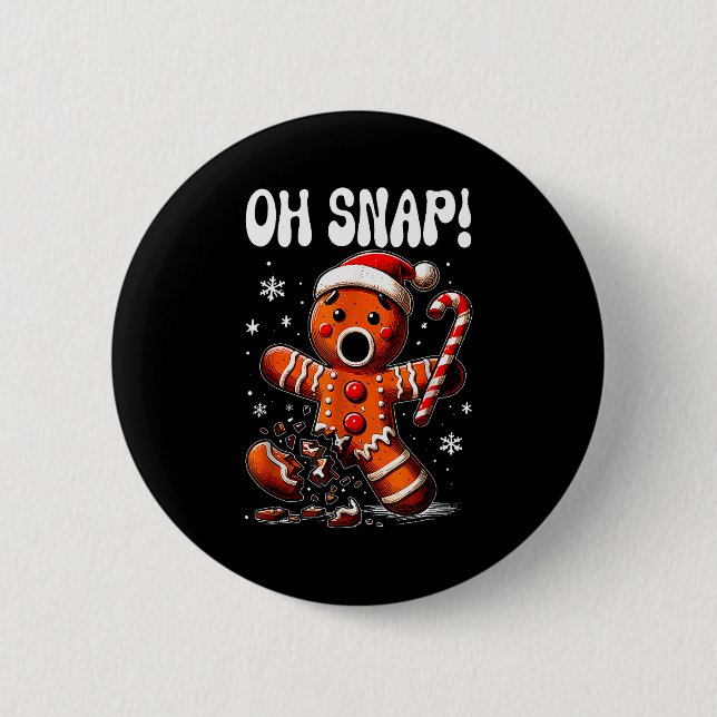 Funny Christmas Gingerbread Man Oh Snap Outfit Paj 6 Cm Round Badge (Front)