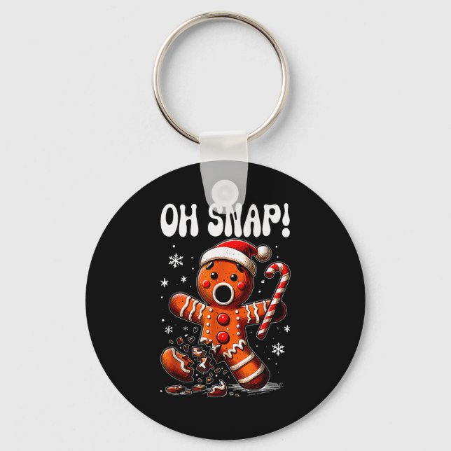 Funny Christmas Gingerbread Man Oh Snap Outfit Paj Key Ring (Front)