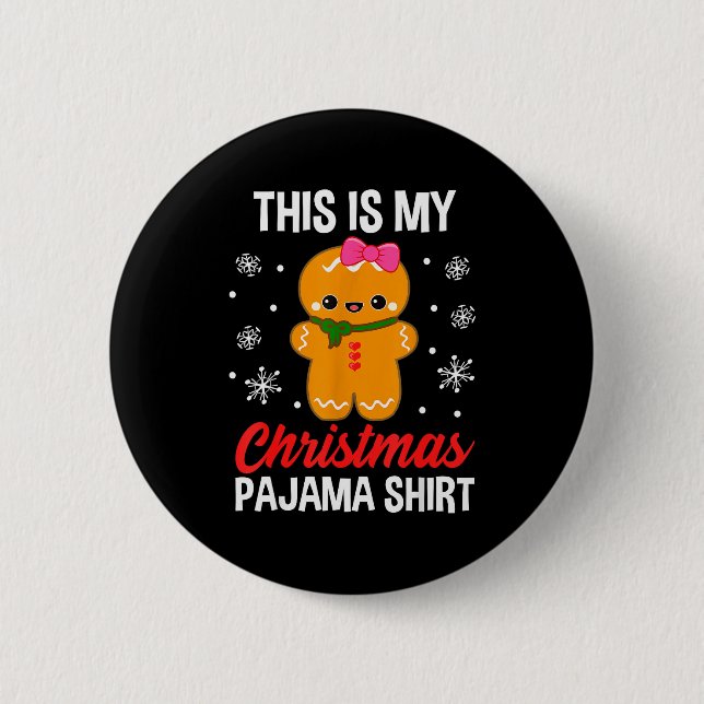 Funny Christmas Gingerbread Man Pajama Pj Outfit G 6 Cm Round Badge (Front)