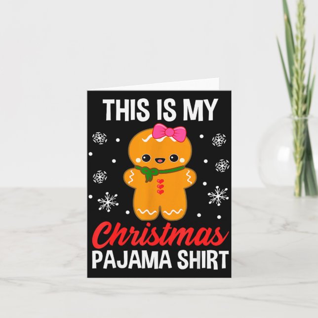 Funny Christmas Gingerbread Man Pajama Pj Outfit G Card (Front)