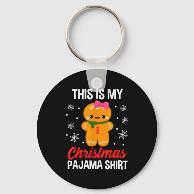 Funny Christmas Gingerbread Man Pajama Pj Outfit G Key Ring (Front)