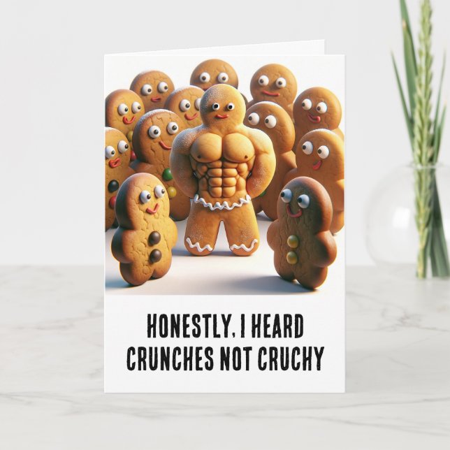 Funny Christmas: Gingerbread men six pack abs Card (Front)