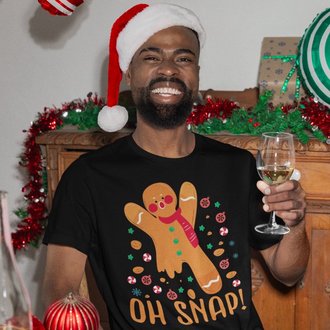 Funny Christmas Gingerbread Oh Snap! T-Shirt (Creator Uploaded)