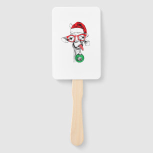 Funny Christmas Giraffe, Cute Giraffe Christmas  Hand Fan