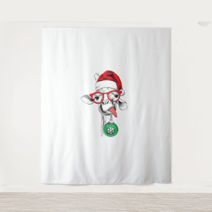 Funny Christmas Giraffe, Cute Giraffe Christmas Tapestry