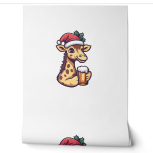 Funny Christmas Giraffe With Beer Comic Wallpaper