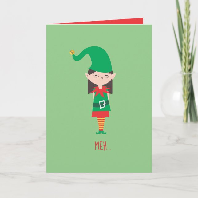 Funny Christmas Girl Elf Card (Front)