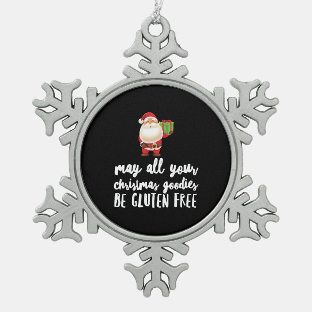 Funny Christmas Gluten Free Snowflake Pewter Christmas Ornament (Front)