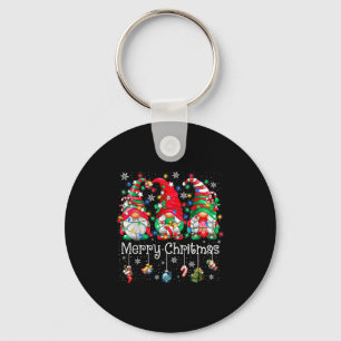 Funny Christmas Gnome Hanging With My Gnomies Fami Key Ring