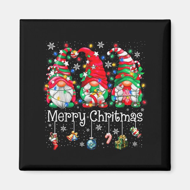 Funny Christmas Gnome Hanging With My Gnomies Fami Magnet (Front)