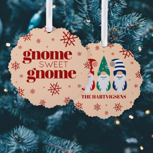 Funny Christmas Gnome Sweet Gnome Snowflakes Tree Decoration Card